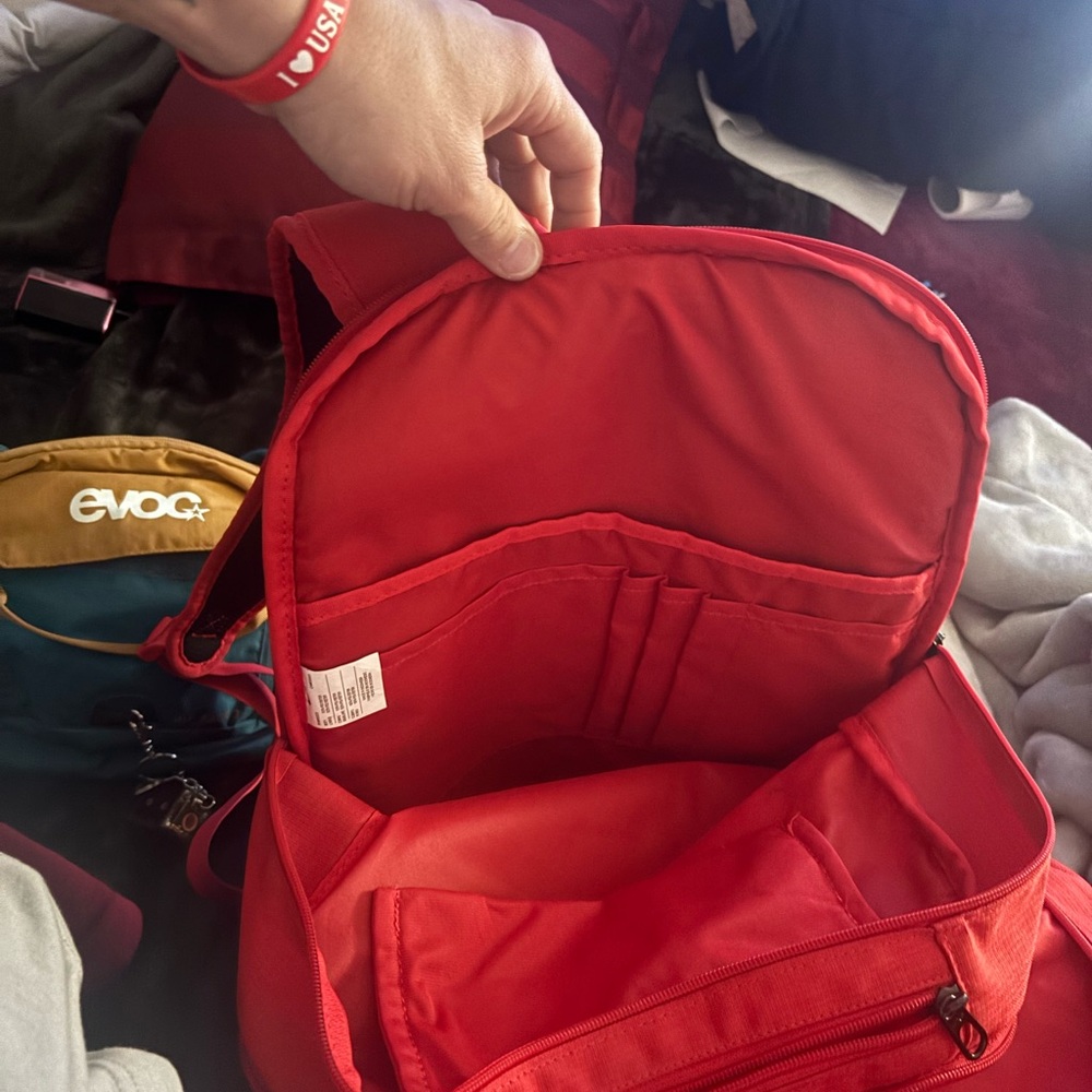 Nike Red and Black Athletic Backpack with White Swoosh - Picture 3 of 3